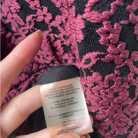 Alice+Olivia EMBROIDERED sz 8 BACKLESS Long Sleeve Bodycon Dress Black Purple - Picture 10 of 10